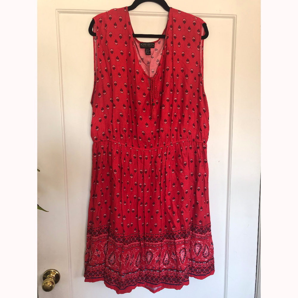 F21+ Bandana Print Elastic Waist Tunic Tank Dress